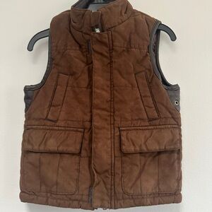 Suede and Leather Brown Quilted Vest